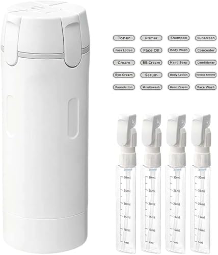 Travel Dispenser Set, 4 Pack 30ml Leak Proof Portable Bottles for Shampoo, Lotion, Conditioner, Cream, with Label Stickers (1, White) - color: White