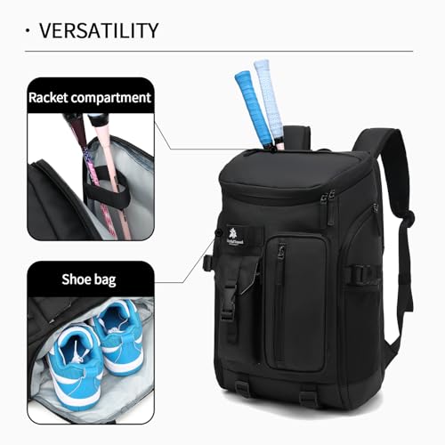 Kalesi Gym Duffle Tennis Bag Backpack 4-Way Waterproof with Shoes Compartment for travel Sport Hiking laptop (Black 02) - color: 02-black