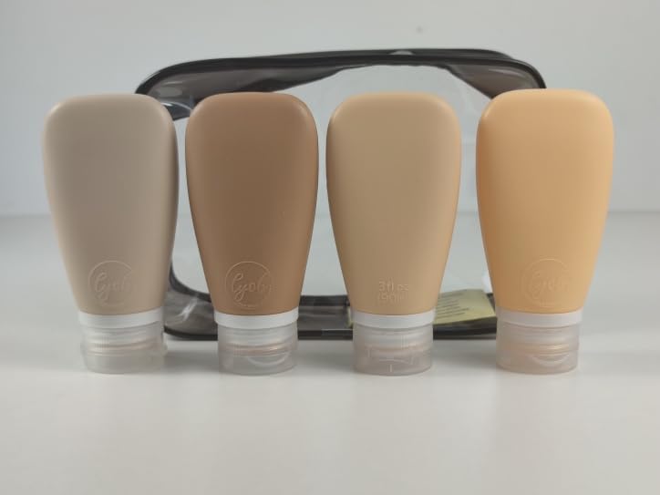 Travel Bottles for Toiletries, TSA Approved 3 oz Leak Proof Silicone Refillable Squeeze Travel Size Containers BPA Free for Cleansers, Lotions, Shampoo w/Clear Bag (Earth Tone Colors) - color: Warm beige, Soft taupe, Tan, Carmel
