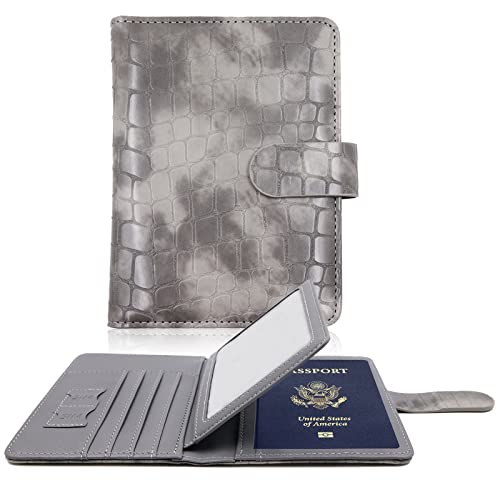 Melsbrinna Rfid Passport Holder for Travel women/Men, Cute Passport Wallet Rfid Blocking Card Slots, Rfid Passport Cover/CaseTravel Wallet, Passport Book Holder (1, Grey) - color: Grey