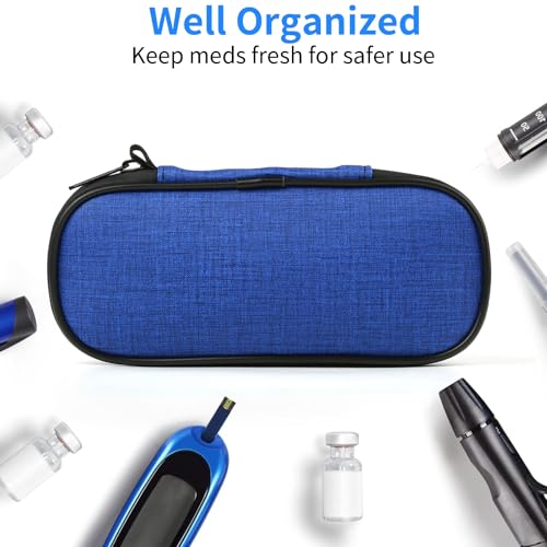 GERMUN Insulin Pen Cooler Travel Case with 2 Reusable TSA Approved Ice Packs, Diabetic Medication Insulated Cool Organizer Bag for Insulin Pens and Other Diabetic Supplies Storage (Blue) - color: Blue
