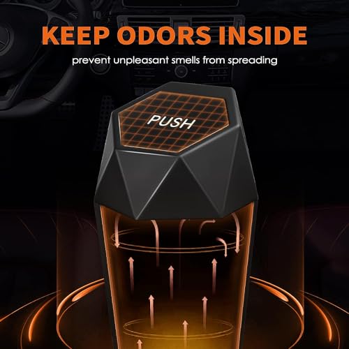HOTOR Car Trash Can with Lid - 2 Pack, Car Accessories for Interior, Leakproof Vehicle Garbage Can with 30 Attached Trash Bags, Multipurpose Organizers and Storage for Home, Office, Black - color: Black