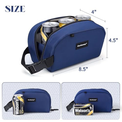 Cerbonny Small Cooler Bag, Freezable Lunch Bag, Small Lunch Bag, Insulated Mini Cooler Box with Ice Packs & Handle Buckle for School Work Travel,Navy Blue - color: Navy Blue