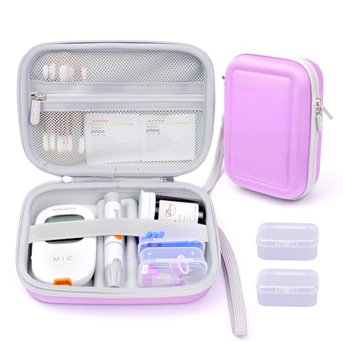Krypthos Diabetic Supplies Travel Case, Carrying Case for Diabetes Blood Glucose Meter, Portable Diabetes Testing Kit Storage Organizer Bag for Blood Sugar Test Strips, Lancets, Lancing Device-Violet - color: Violet