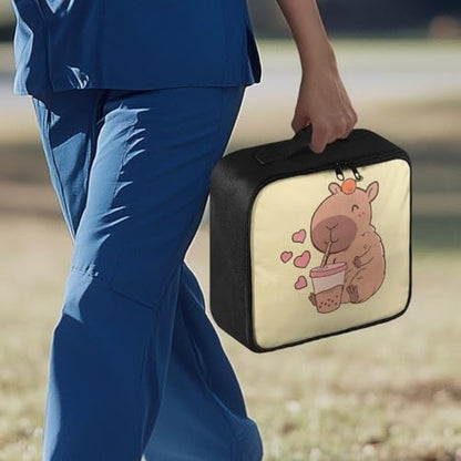 First Aid Empty Pouch Capybara Yellow Print Multi-Compartment Medical Organizer for Hiking Travel and Daily Carry Features Water-Repellent Fabric Washable Interior Quick-Grab Handle - color: Capybara Yellow