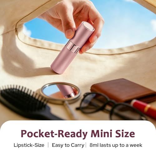 LISAPACK 8ML Atomizer Perfume Spray Bottle for Travel (3 PCS) Empty Cologne Dispenser, Portable Sprayer (Pink) - color: 3 Pink