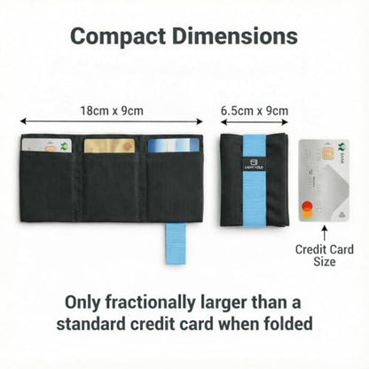 LIGHT FOLD Ultra Slim Tri-Fold Wallet with RFID Blocking, Lightweight Minimalist Men’s Wallet with Elastic Band, Waterproof Durable Nylon Fabric, Slim Front Pocket Card Holder Fits 12 Cards & Cash - color: Blue
