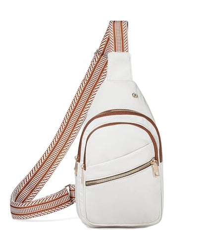 AOSTIHOT Crossbody Small Sling Backpack Sling Bag for Women, Chest Bag Daypack Crossbody for Travel Sport Running Hiking White Brown - color: Z-white Brown
