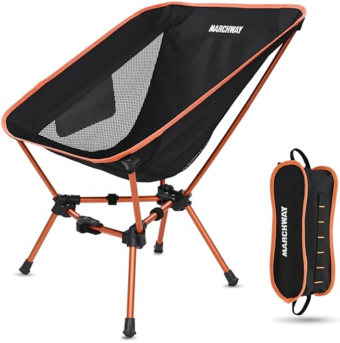 MARCHWAY Lightweight Folding Camping Chair, Portable Foldable Compact for Outdoor Camp, Travel, Beach, Picnic, Festival, Hiking, Backpacking, Supports 330Lbs (Orange) - color: Orange