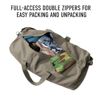 Rothco Heavy-Duty Canvas Shoulder Duffle Bag - Rugged Travel Gym Gear Equipment Bag - color: Olive Drab, size: 19 Inches