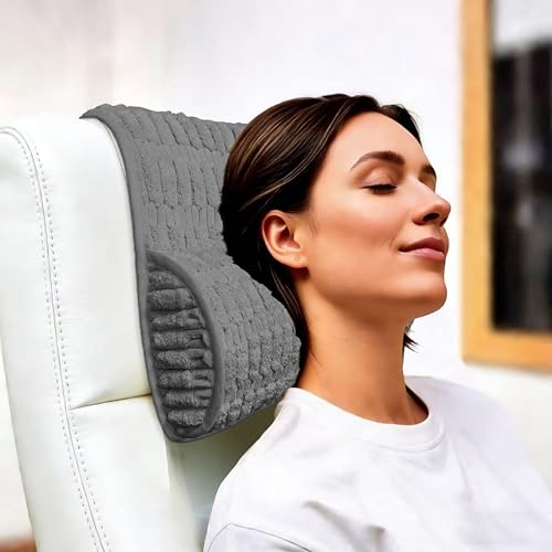 Headrest Memory Foam Pillow, Supportive Pillow for Neck, Back or Leg for Sofas, Recliners, Office Chairs, Massage Chairs for Neck Pain Relief and Cervical Support. (Gray, 13" W x 2.7" D) - color: Gray, size: 13"W x 2.7"D
