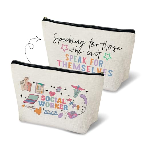 Social Worker Makeup Bag for Purse, Social Worker Must Haves Cosmetic Bag Travel Toiletry Bag for Women, Empower Gifts for Her Zipper Makeup Pouch - color: profession makeup bag-social