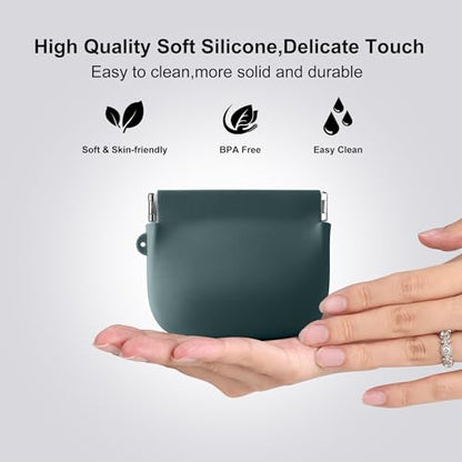 Squeeze Coin Purse for Women – Silicone Small Coin Pouch with Kiss Lock for Coins, Keys, Lipstick, and Earphones – Mini Cute Change Purse, Coin Purse & Pouch for Daily Life, Cars, Travel, Party - color: Squeeze / Dark Green