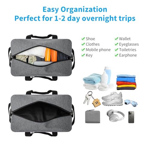 Apenze Small Gym Bag 14 inch lightweight Carry On Mini Duffel Bag for Travel Sport - light Grey - color: light Grey