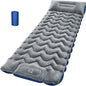Sleeping Pad for Camping, Ultralight 4in Extra-Thick Camp Mat with Built-in Foot Pump & Pillow, Compact Camp Air Mattress for Backpacking, Hiking, Tent, Car, Travel Gear Gift - color: Crystal Velvet Grey+blue Nylon