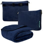 PAVILIA Travel Blanket Pillow, Soft Airplane Blanket 2-IN-1 Combo Set, Plane Blanket Compact Packable, Flight Essentials Car Pillow, Travelers Gifts Accessories Luggage Backpack Strap, 60x43 Navy Blue - color: Navy