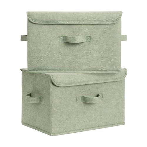GRANNY SAYS Storage Bins with Lids, Decorative Storage Boxes, Clothes Stoarge Bins, Shelf Baskets, Closet Storage Bins for Clothing, Collapsible Storage and Organization, Sage Green, Large, 2-Pack - color: Sage Green, size: Large-2 Pack