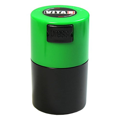 Tightpac Vitavac - 5g to 20 grams Airtight Multi-Use Vacuum Seal Portable Storage Container for Dry Goods, Food, and Herbs - Green Black - color: Green Black