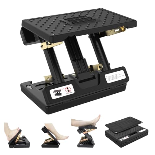 Foot Rest Under Desk,4-Height Adjustable footrest,with Massage Roller and Soft Pad,Foldable, Ergonomic,for Car,Office,Computer,Gaming,Adjustable Metal Frame,All-Season Use(Black) - color: Hard Padded- Black