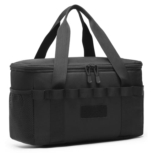 Tactical Camping Storage Bag 14L Tactical Utility Tote Bag Camping Cookware Organizer Trunk Organizer - color: Black
