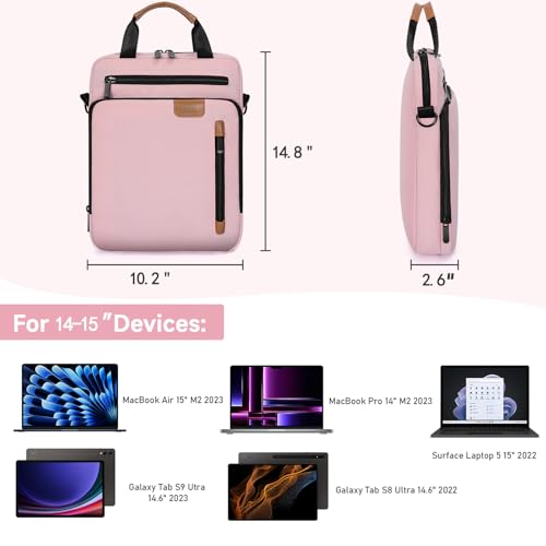 15 inch Laptop Sleeve Bag,Padded Protective Travel Carrying Case for New 15"/15.3" MacBook Air M5 M4 M3 M2 2026-2023,Dell XPS 15 Plus,15 Inch Surface Laptop 7/6/5/4/3,Galaxy Tab S9 Utra 14.6" - color: Pink, size: 15 Inch