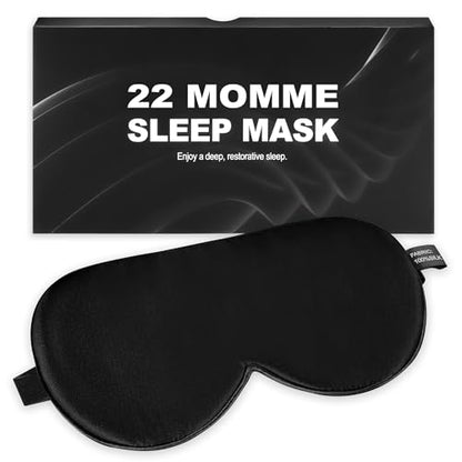 Silk Sleep Mask 100% 22 Momme Mulberry, Sleep Eye Mask for Women Men, Blackout Blindfold with Adjustable Strap, Side Sleeper Eye Cover, Soft Eyeshade Filled with Premium Mulberry Silk (Black) - color: 22 Momme-black