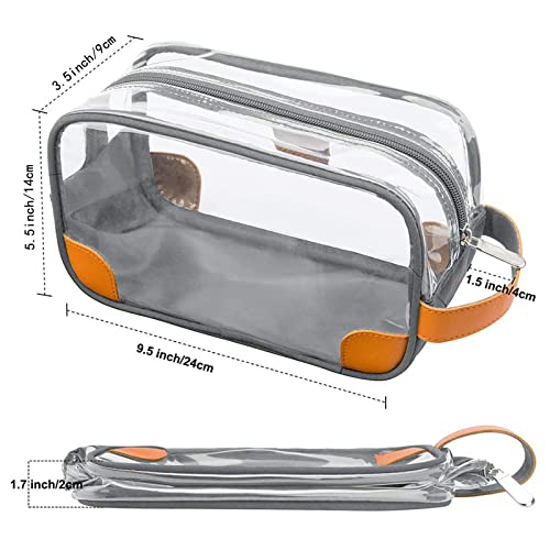 Lermende Toiletry Bag, Clear Shaving Dopp Kit for Men Travel Toiletry Bag with Hand Strap Unisex Bathroom Toiletries Organiser - color: Light Grey