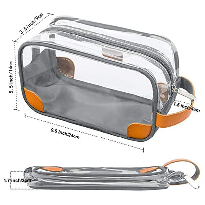 Lermende Toiletry Bag, Clear Shaving Dopp Kit for Men Travel Toiletry Bag with Hand Strap Unisex Bathroom Toiletries Organiser - color: Light Grey