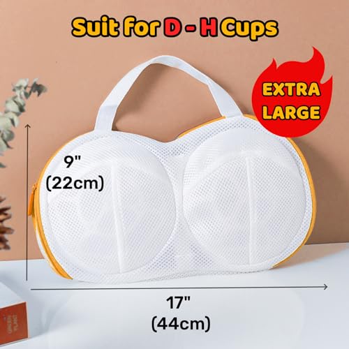 3Pcs Bra Wash Bags for Laundry Lingerie Underwear Brassiere Bag Set for Washing Machine With Zipper Women Delicates Yellow (D to H Cup) - color: Yellow, size: D to H Cup