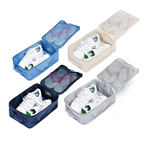Travel Shoe Bags, Foldable Waterproof Shoe Puches Organizer-Double Layer (Multi-colored4) - color: Multi, size: 4 Packs