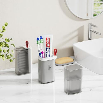 VITVITI Travel Soap Case Container, Portable Toothbrush Travel Case Dish Tray, 7.88 Inch Toothpaste Traveling Toothbrush Holder Set with Cover for Trip/Bathroom/Camping, Clear Gray - color: Gray White