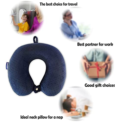 Memory Foam Travel Pillow, Comfortable Travel Neck Pillow U Shape, Support Neck and Head to Relieve Fatigue, Portable Neck Pillow Suitable for Planes, Trains, Self-Driving Cars - color: Navy Blue