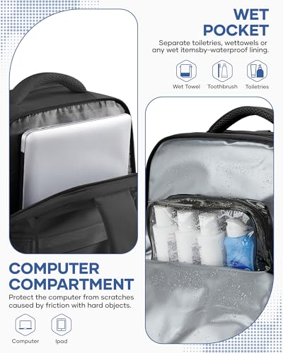 Vacuum Backpack Travel with Pump,Large Travel Backpack with Vacuum System,Mochila compresion al vacio,Flight Approved 18x14x8,Waterproof Carry on Personal Item Laptop Backpacks,Black - color: A1-black-with Pump