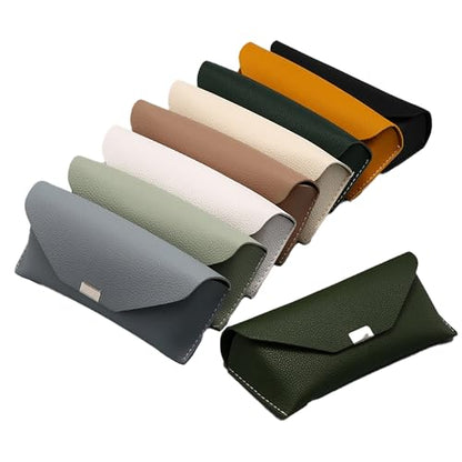 Portable Leather Glasses Case Anti-pressure Glasses Bag Coin Purse Storage Bag Suitable for Men and Women - color: Square Buckle Pink