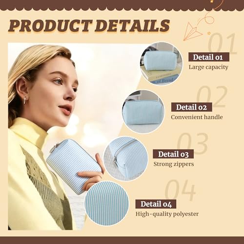 2pcs Makeup Bag Travel Toiletry Bag for Women Lightweight Make Up Bag Purse Organizer Pouches Large Cosmetic Bag Small Makeup Pouch Medicine Bag Travel Essentials for Women Lake Blue - color: lake blue