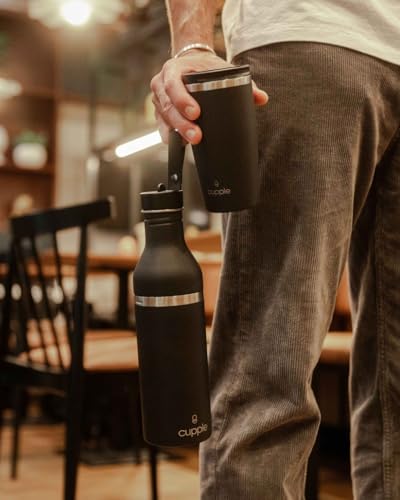 Tumbler, Stainless Steel 2-in-1 Travel Coffee Mug & Water Bottle, Leak Proof Insulated Cup for Hot & Cold Drinks, BPA Free, Fits Most Cup Holders (Black Pepper) - color: Black Pepper