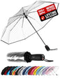 Repel Windproof Travel Umbrella - Compact & Withstands Winds up to 100MPH , Strongest Premium Auto Folding Umbrella for Rain and Sun - Durable, Light & Portable for Women & Men , Fits Backpack & Cars - color: Clear Top - Travel Umbrella (1 Pack)