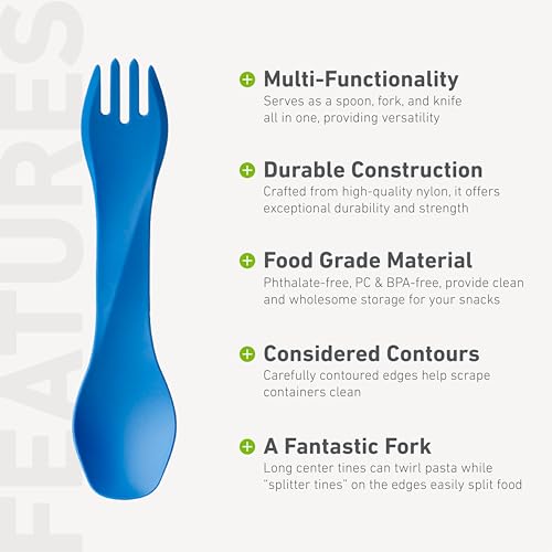 humangear GoBites Uno | Travel & Camping Utensils | Portable & Convertible Dining Ware | Multi-Functional Spork, Dark Blue - color: Dark Blue