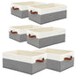 6 Pack Closet Storage Bins, Storage Baskets for Shelves, Linen Closet Organizers and Storage with Leather Handles for Clothes,Towels, Sheets, Jeans, Toys, Books (Grey and White) - style: 6 Pack Grey & White