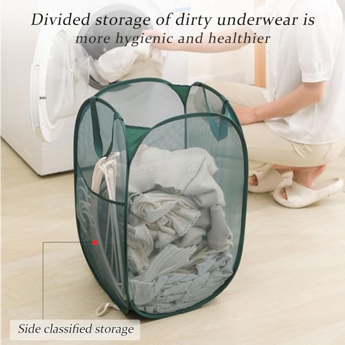 Upgraded 100L Extra Large Collapsible Laundry Baskets, 2 Pack XL Mesh Pop Up Laundry Hamper with Handles, Portable Travel Laundry Basket, Foldable Hamper. Green - color: Green, size: 2-Pack Vertical