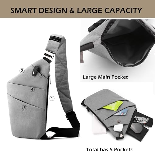 Anti Theft Crossbody Bags for Women Men, Multi-Pocket Shoulder Bag, Slim Sling Purse with 2 RFID Blocking Card (Right Shoulder-Viola) - color: Right Shoulder-viola