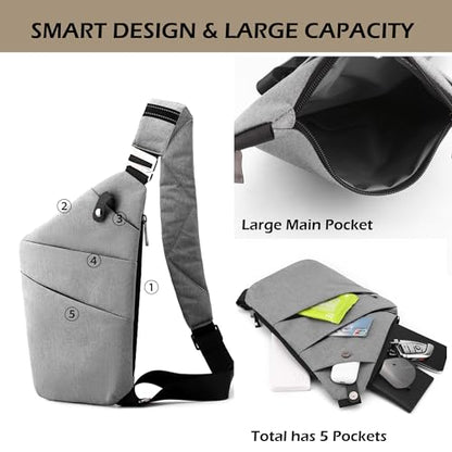 Anti Theft Crossbody Bags for Women Men, Multi-Pocket Shoulder Bag, Slim Sling Purse with 2 RFID Blocking Card (Right Shoulder-Purple) - color: Right Shoulder-purple