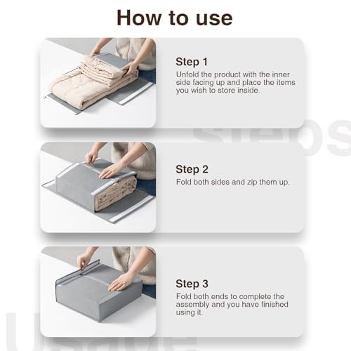 DIMJ Bed Sheet Organizers and Storage 6 Pack - Foldable Sheet Holder, Linen Closet Organizer Box for Sheets Set, Bedding, Blankets, Towel (King & Queen Size), Grey - color: Grey, size: 6 Pack
