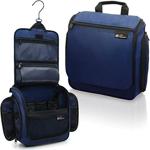 D&D Wanderlust D&D Hanging Travel Toiletry Bag for Men and Women – Cosmetics, Makeup and Toiletries Organizer Kit with 10 Compartments - color: Blue