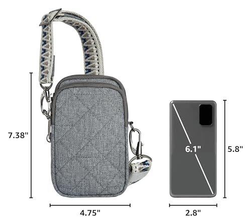 Travelon Anti-Theft Boho 2 Compartment Phone Crossbody - color: Gray Heather