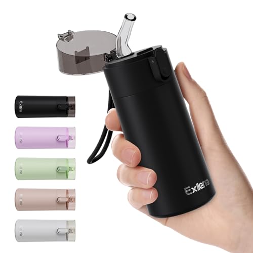 5oz Small Water Bottles with Straw, Mini Water Bottle with One-Hand Open Design, Leak-Proof Locking Lid for Hot&Cold Drinks, Small Travel Water Bottle - 100% Leakproof for School, Travel...(Black) - color: Black, size: 5.1 Ounces