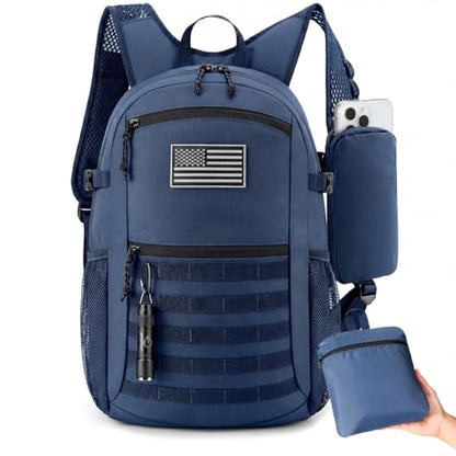 Small 20L Foldable Hiking Daypack for Men Women – Ultra Lightweight Tactical Packable Backpack for Travel, Camping Outdoor, Blue - color: Blue