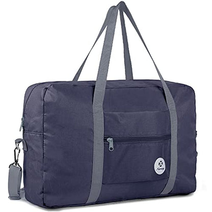 For Spirit Airlines Personal Item Bag Foldable Travel Duffel Bag Tote Carry on Luggage Duffle Overnight for Women and Men - color: 3112 Dark Blue ( with Shoulder Strap)