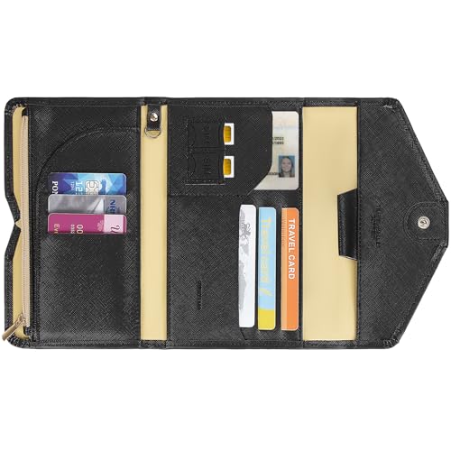 ZOPPEN Mulit-purpose Rfid Blocking Passport Holder Travel Wallet (Ver.4) Passport and Vaccine Card Holder ComboTri-fold Document Organizer Travel Essentials - color: # 1- black