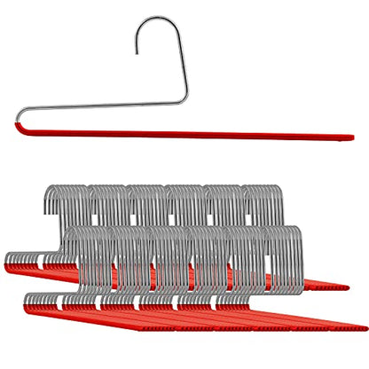 Mawa by Reston Lloyd Non-Slip Space Saving Clothes Hanger with Single Rod for Pants, Style KH35U, Red, Set of 160 - color: Red, size: Set of 160
